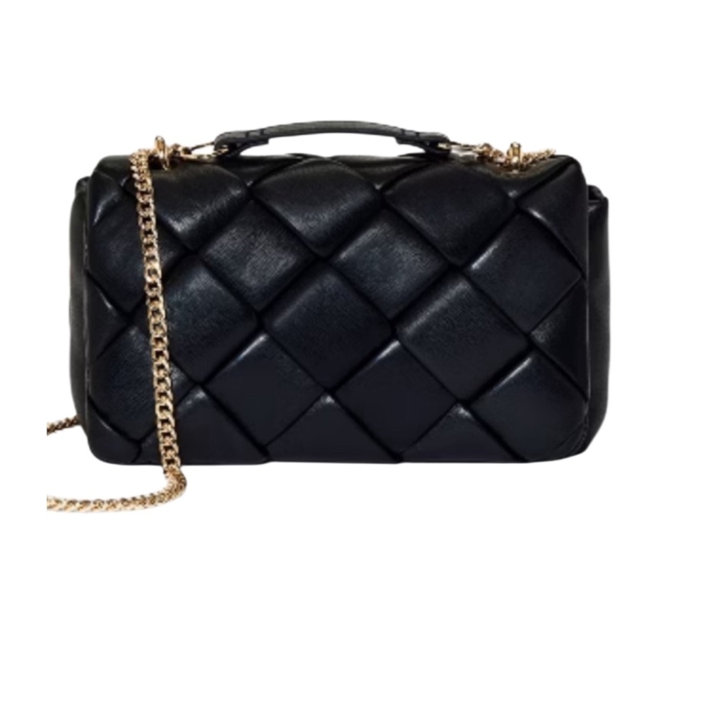 A New Day Sophie Quilted Crossbody Pillow Purse Bag Black with Gold Chain Strap - Picture 14 of 14